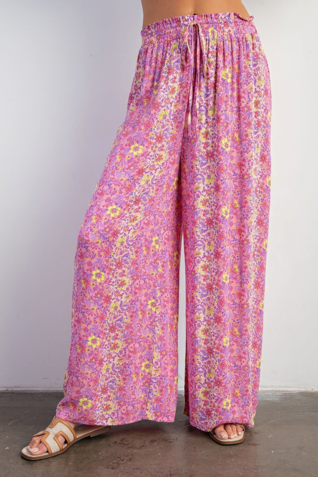Women's Floral Print Wide Leg Pants Gauze Palazzo Bohemian Beach Trousers Lounge