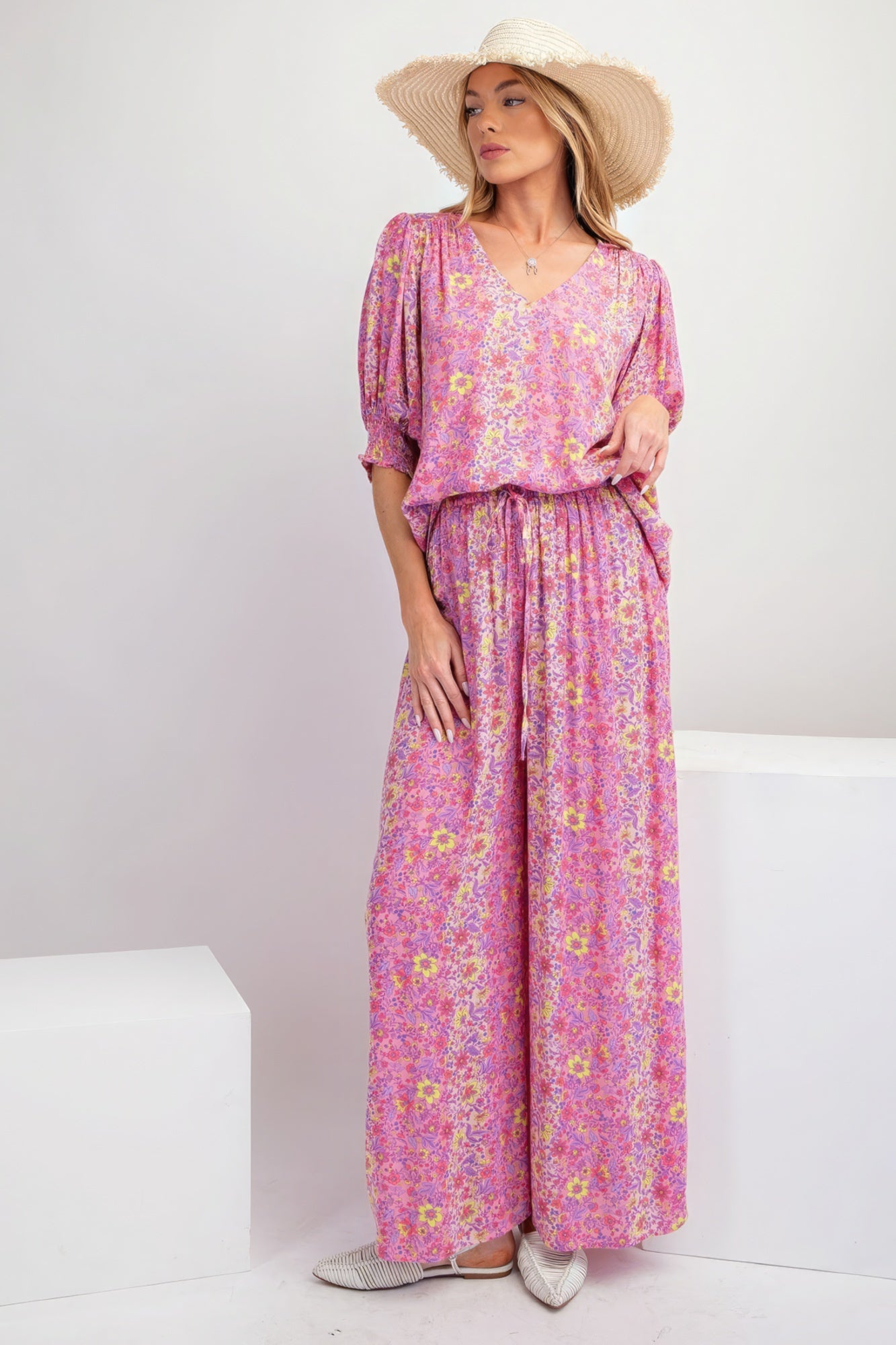 Women's Floral Print Wide Leg Pants Gauze Palazzo Bohemian Beach Trousers Lounge