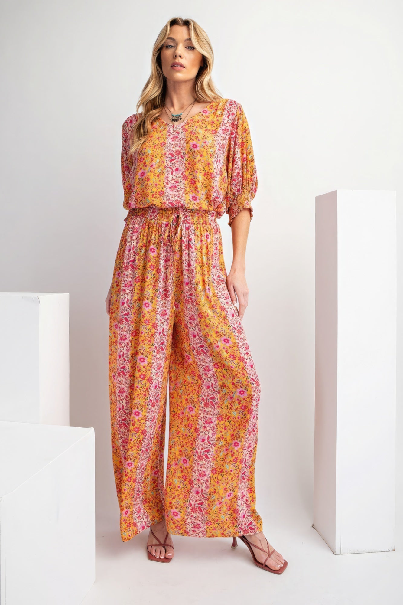 Women's Floral Print Wide Leg Pants Gauze Palazzo Bohemian Beach Trousers Lounge