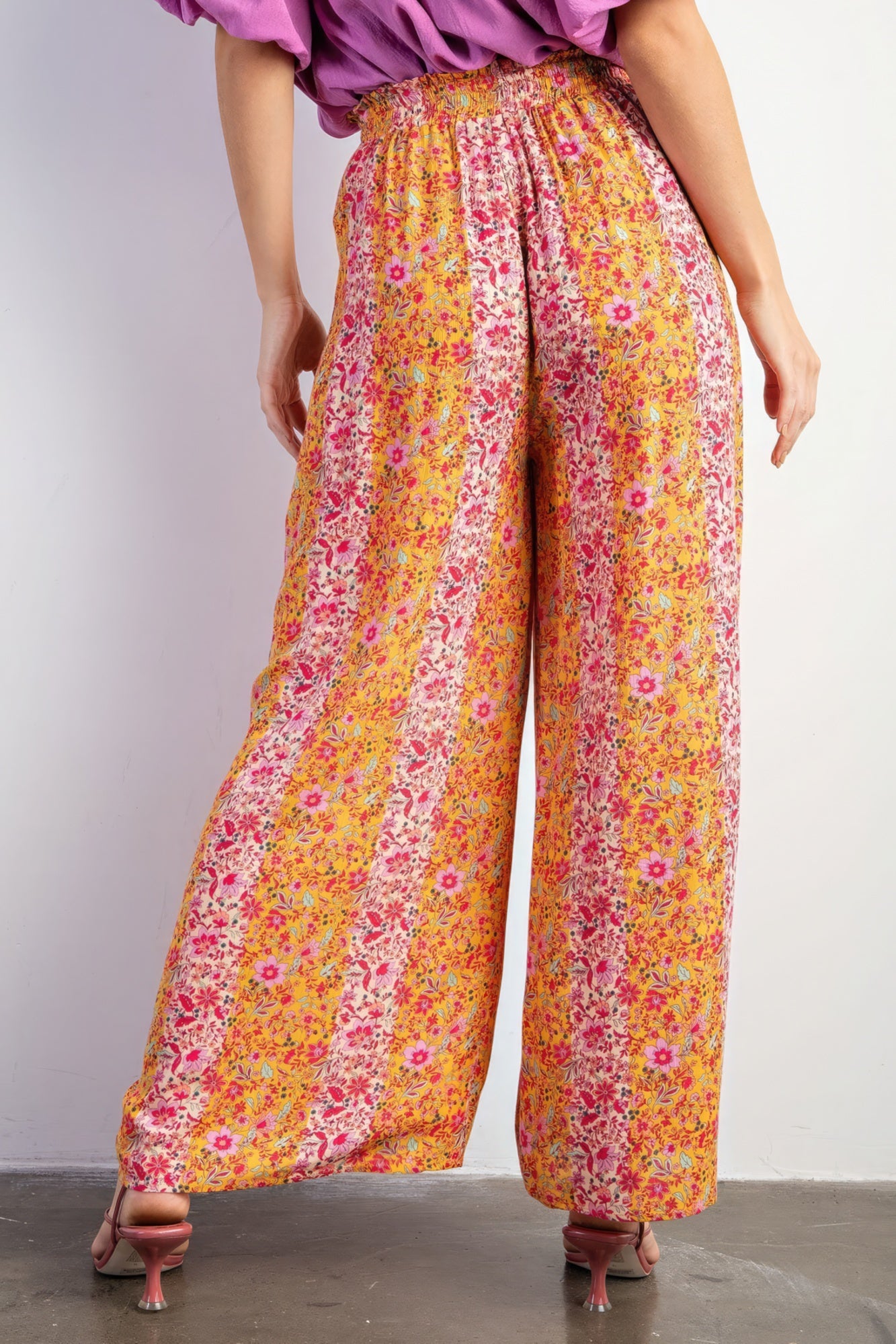 Women's Floral Print Wide Leg Pants Gauze Palazzo Bohemian Beach Trousers Lounge