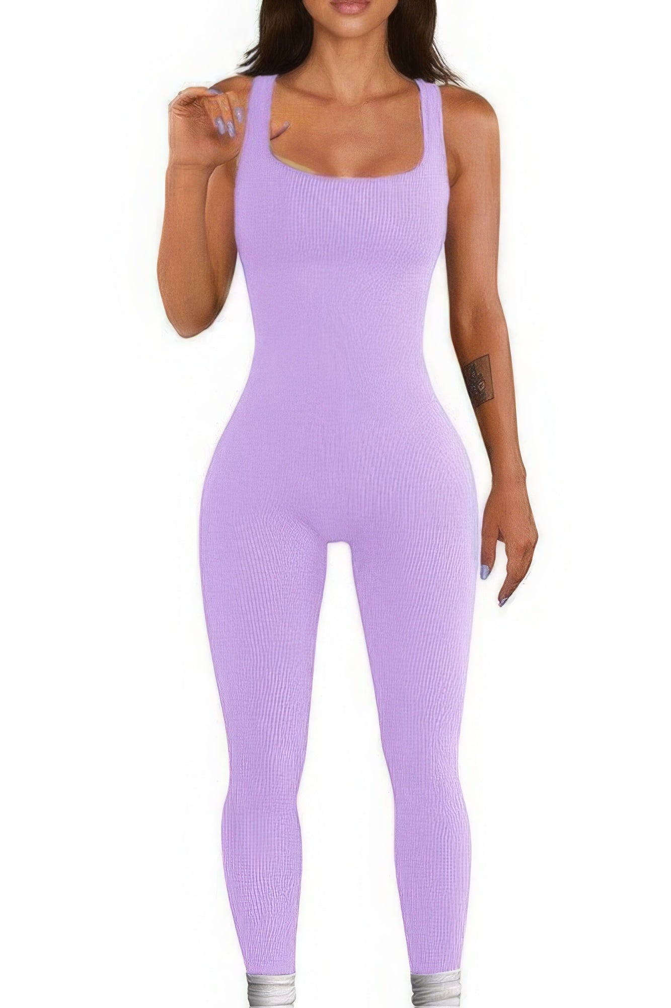 Women's Seamless Tank Jumpsuit Sleeveless Ribbed Stretch Yoga Workout Rompers