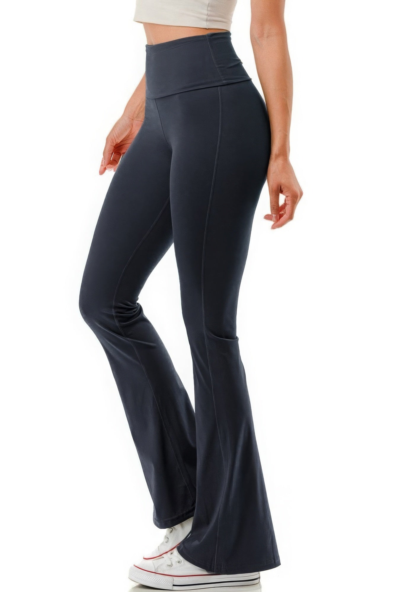 Women's Flared Leg Stretchy Pants Casual Yoga High Waist Bell Bottoms Fitted
