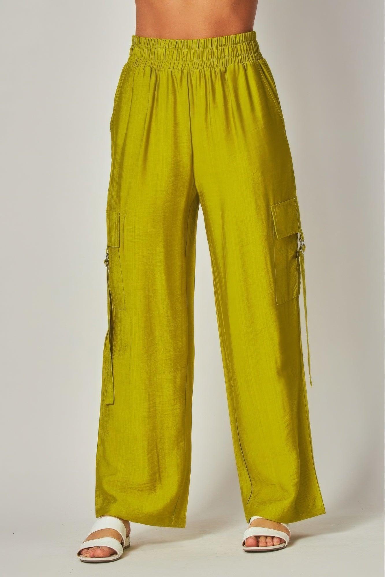 Women's Linen Cargo Pants Wide Leg Pockets Loose Cotton Summer Casual Lounge