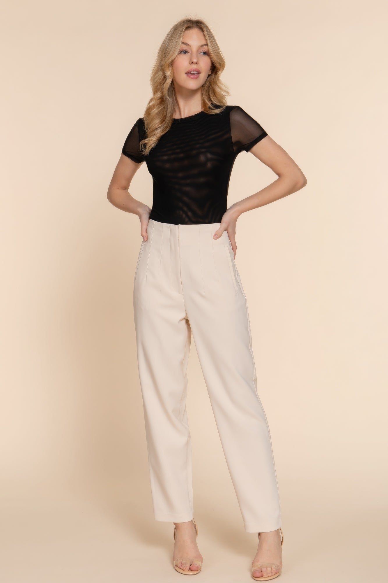 Women's Crew Neck Shirt 2-ply Mesh Knit Short Sleeve Top Stretch Casual Solid