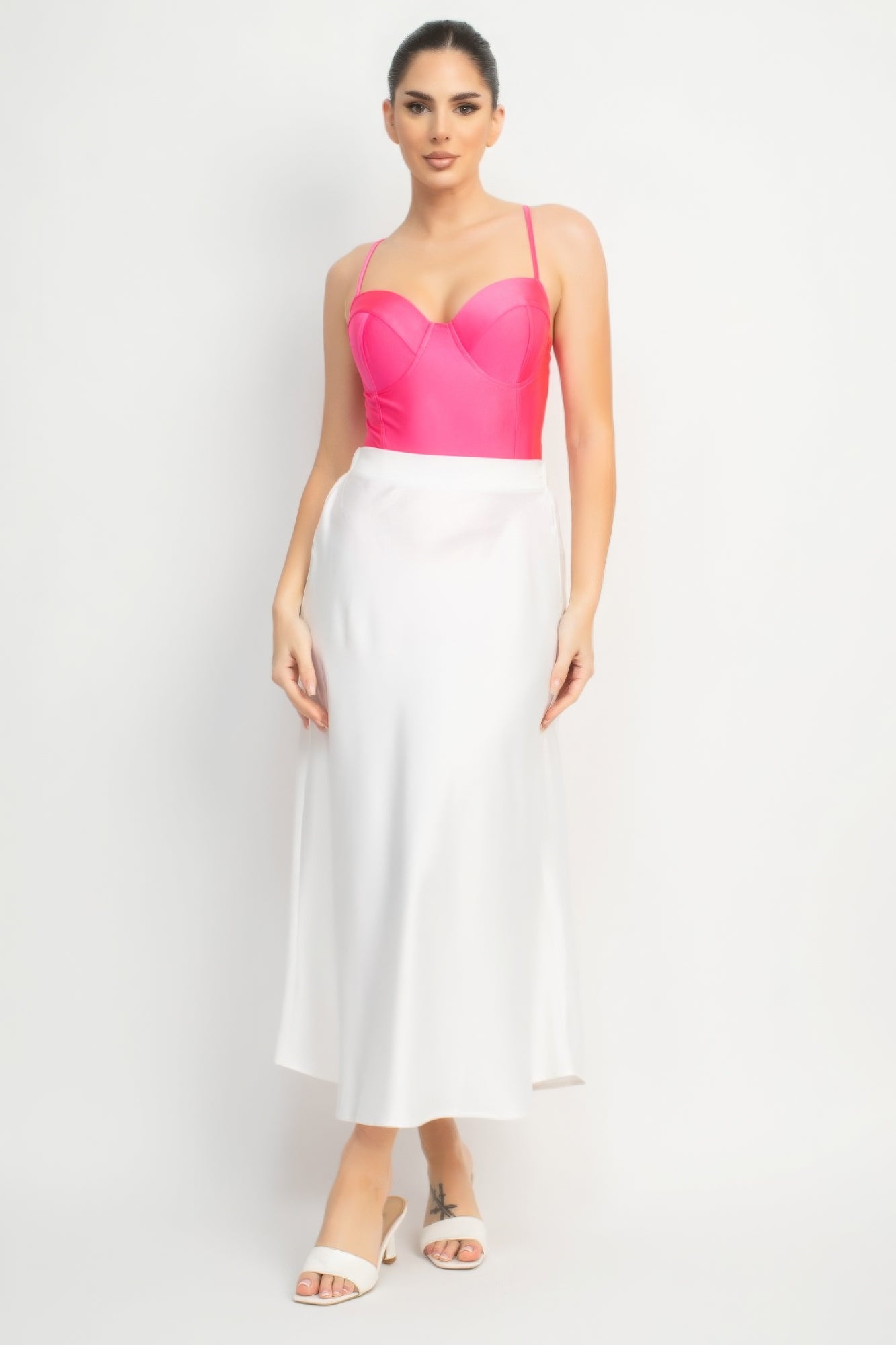 Women's Rhinestone Cami Strap Tank Bodysuit Sleeveless Sweetheart Solid Fitted