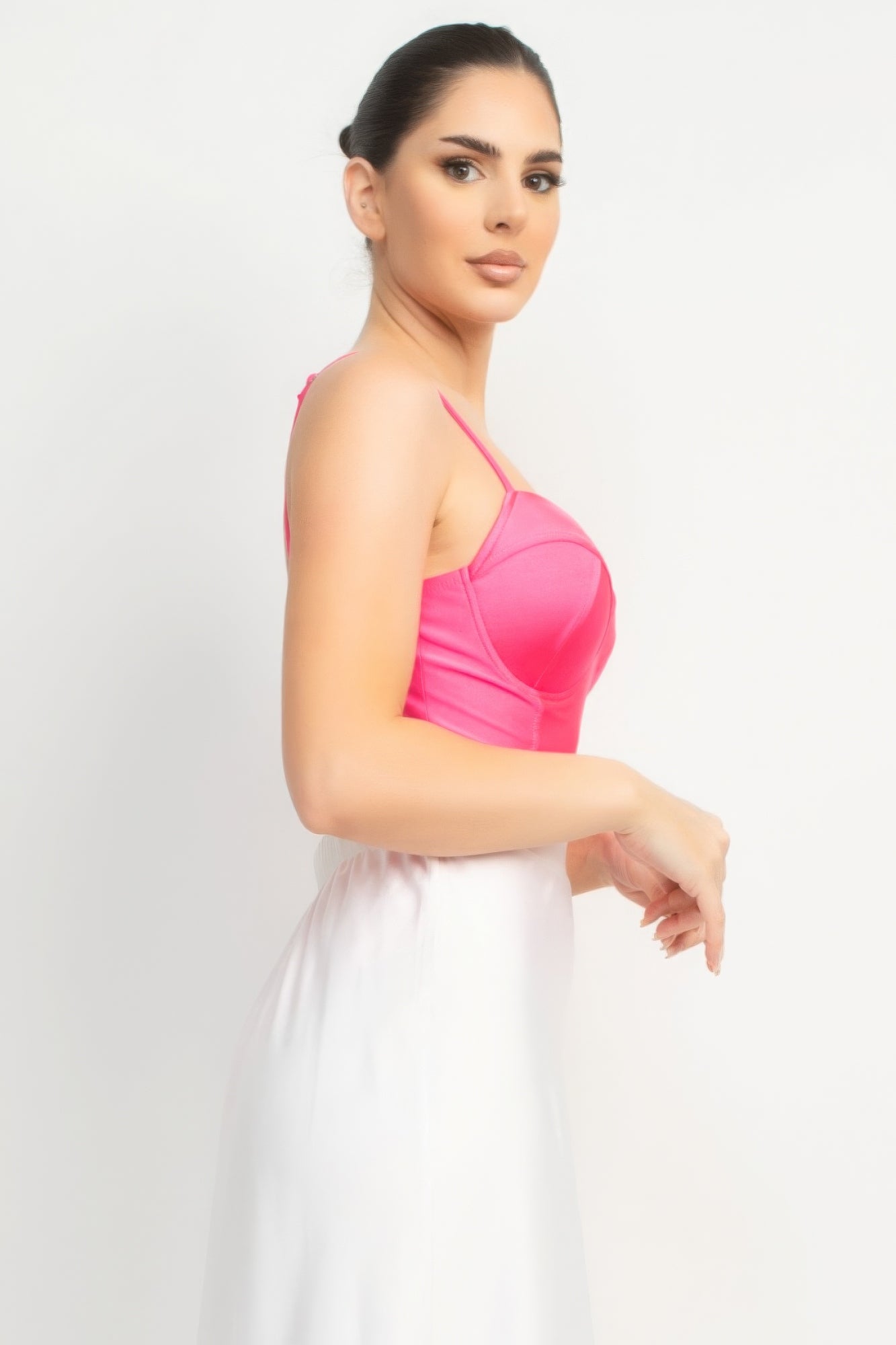 Women's Rhinestone Cami Strap Tank Bodysuit Sleeveless Sweetheart Solid Fitted