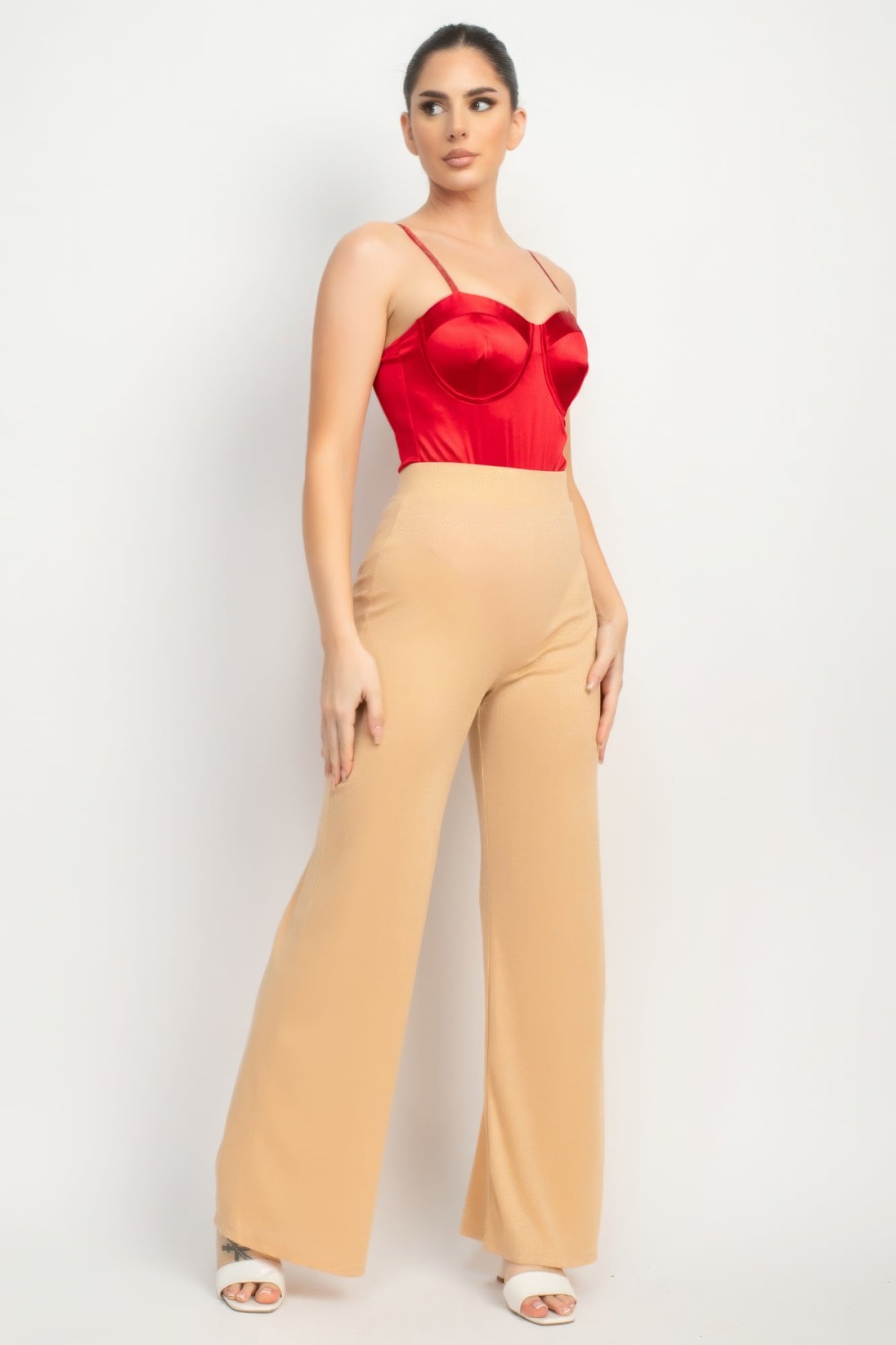 Women's Rhinestone Cami Strap Tank Bodysuit Sleeveless Sweetheart Solid Fitted