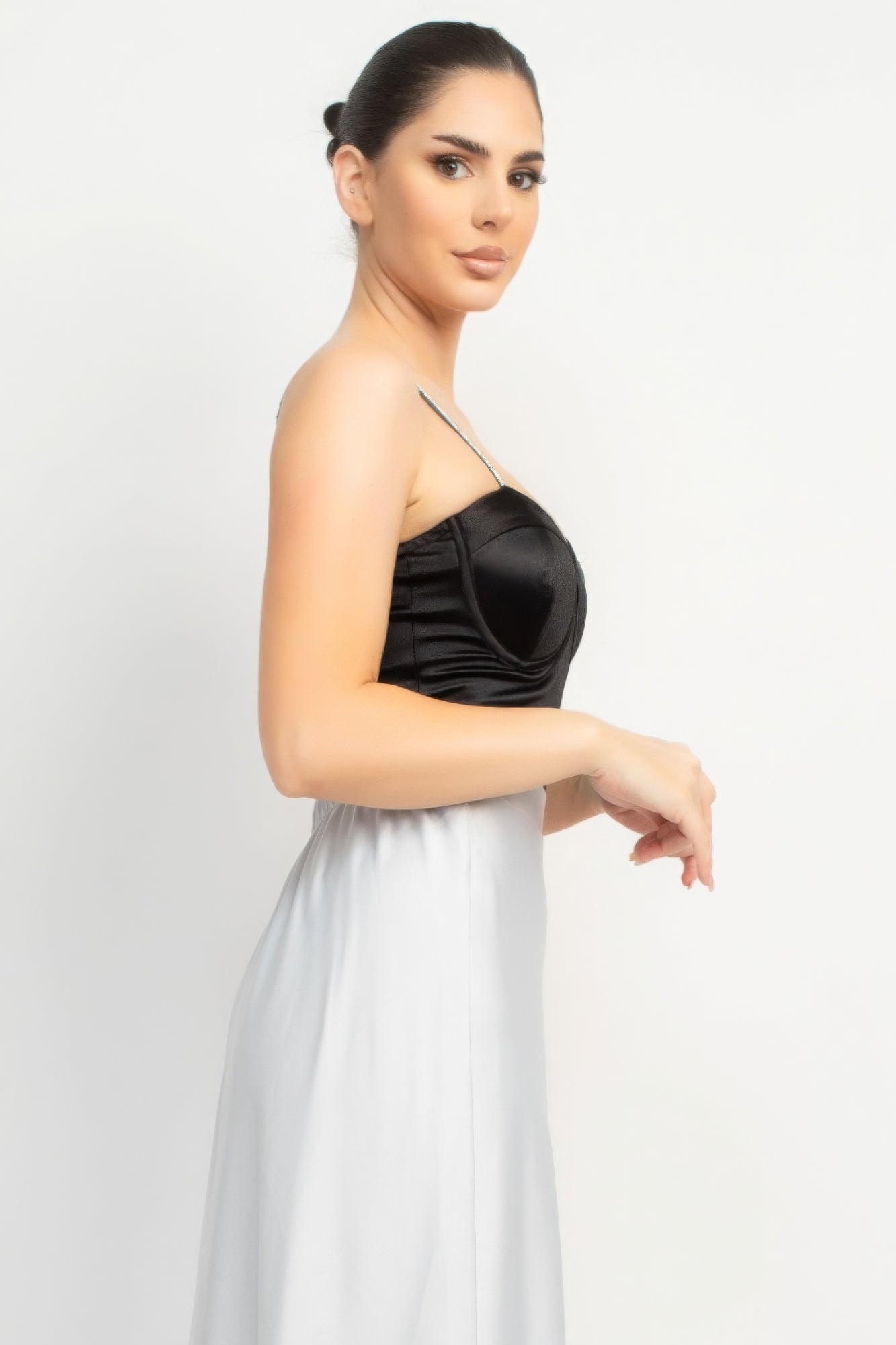 Women's Rhinestone Cami Strap Tank Bodysuit Sleeveless Sweetheart Solid Fitted