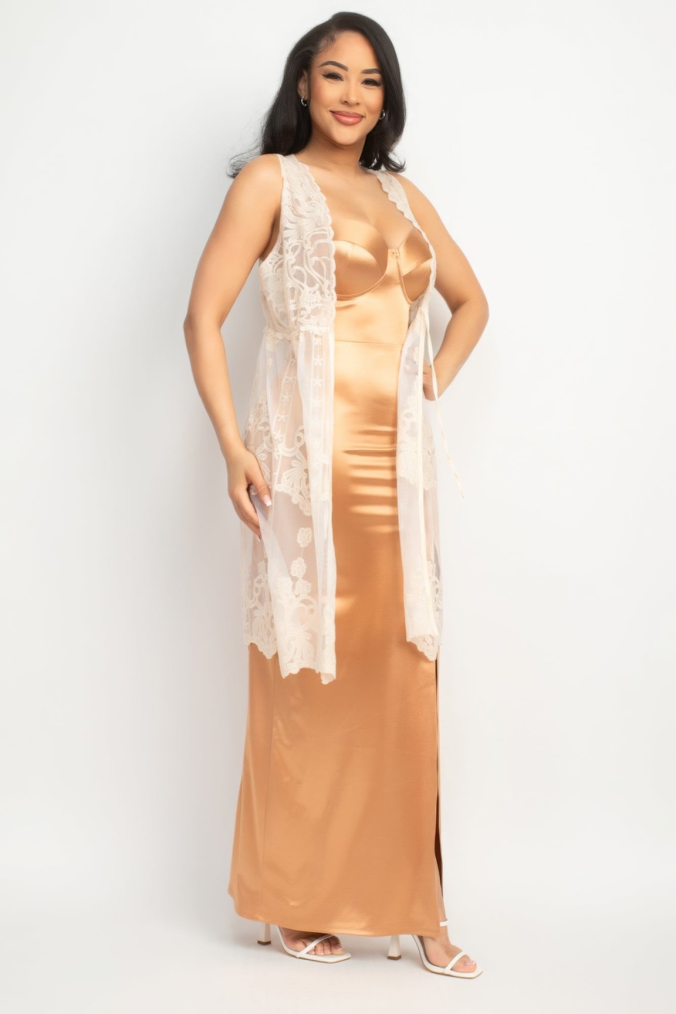 Women's Sheer Embroidered Lace Tank Vest Sleeveless Drawstring Soft Cardigan