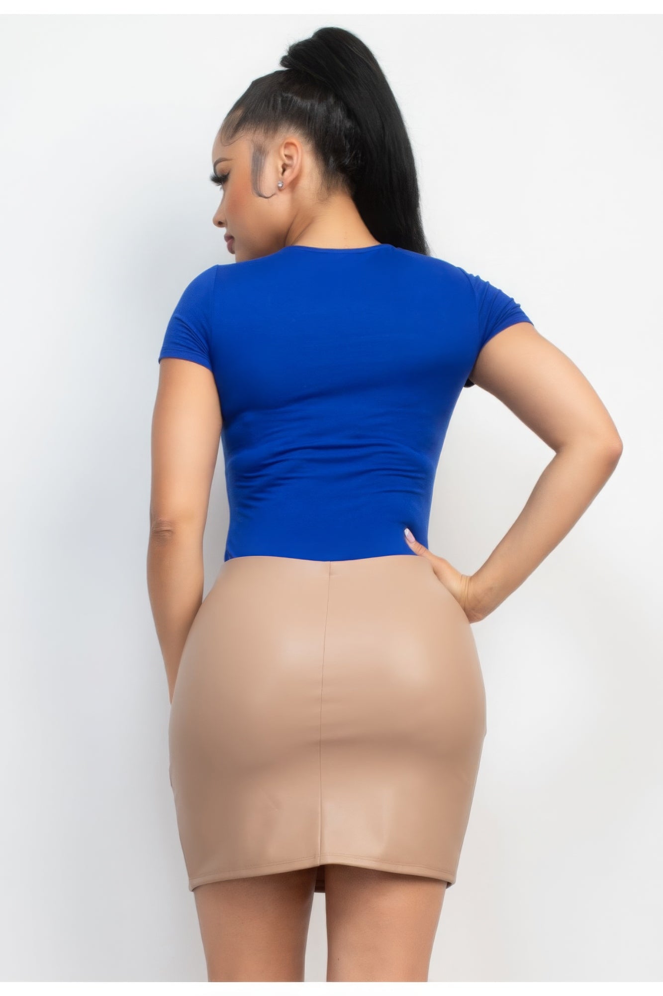 Women's Basic Round Neckline T-Shirt Cut-out Double Layer Short Sleeve Solid Top